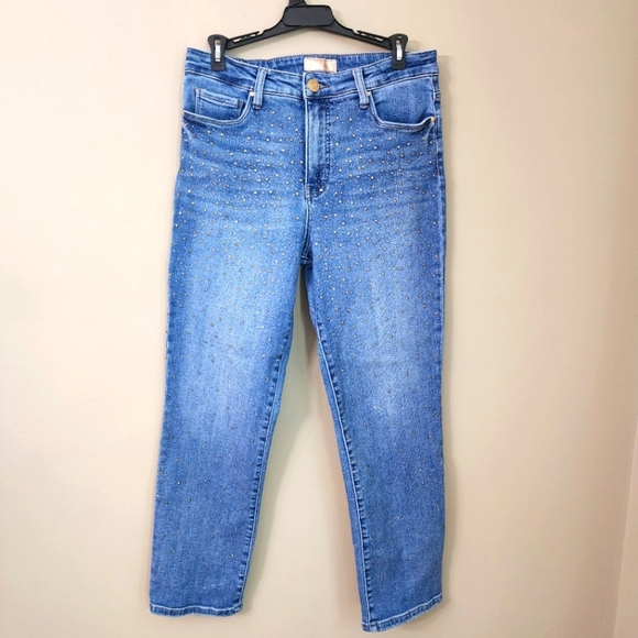 Kut Women's Blue Embellished Sparkle Jeans Size 10 Ankle Straight Leg Hight Rise - Picture 1 of 9